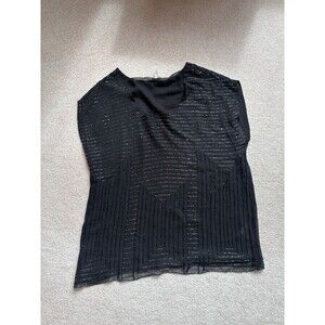 Joie Black Silk Beaded Art Deco Sleeveless Cocktail Top Boxy Size Large